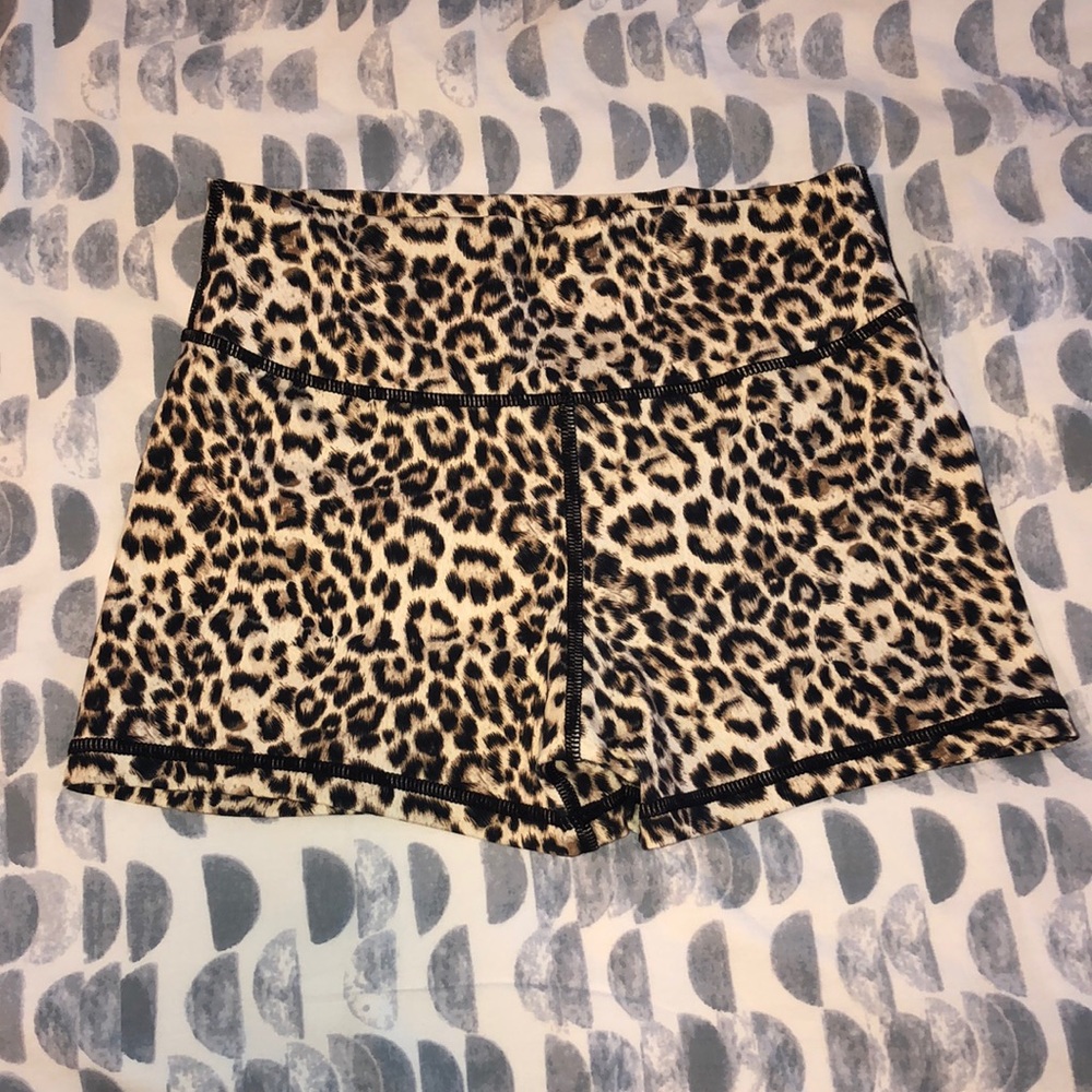 Muscle nation yellow leopard scrunch booty shorts